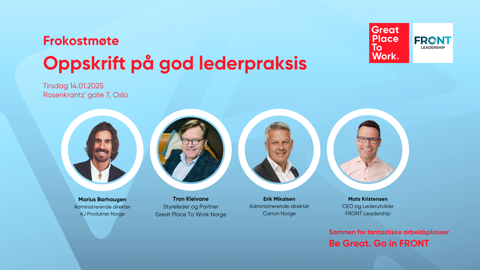 Frokostmøte Oppskrift på god lederpraksis m Tron Frokostmøte Oppskrift på god lederpraksis m Tron